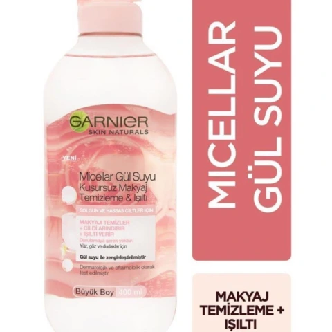 Garnier Micellar Kusursuz Makyaj Temizleme ve Işıltı Gül Suyu 400 Ml