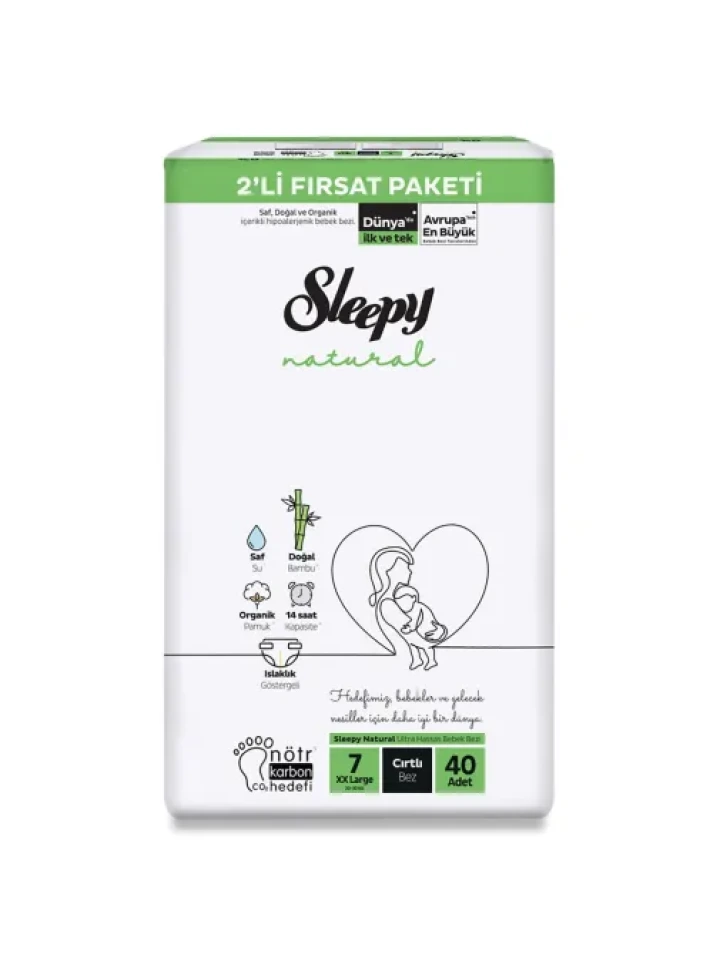 Sleepy Bebek Bezi Natural 7 Beden Xxl 20-30 Kg 40Lı Fırsat Paket