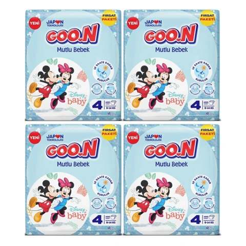 Goon Mutlu Bebek Külot Bebek Bezi 4 Beden 9 ila 4 Kg 78 Li Aylık Fırsat Paket