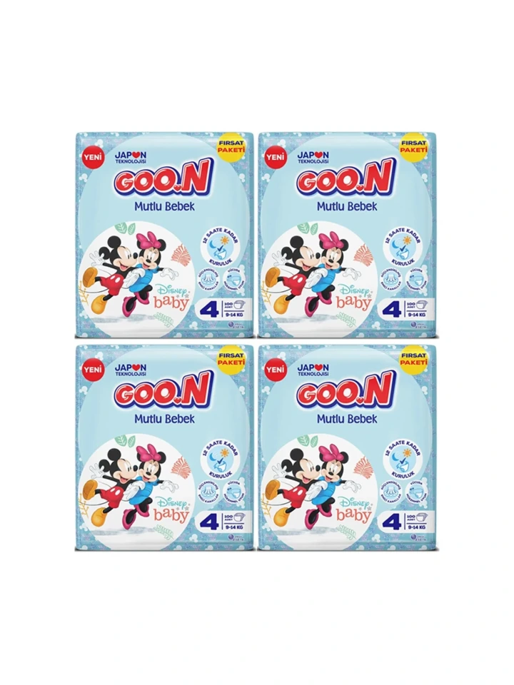 Goon Mutlu Bebek Külot Bebek Bezi 4 Beden 9 ila 4 Kg 78 Li Aylık Fırsat Paket