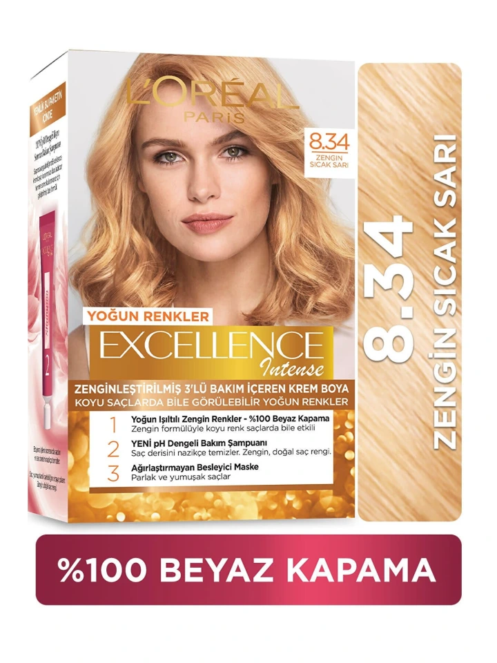Loreal Excell Intense 8 34 Sıcak Sarı Saç Boyası