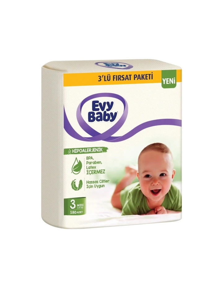 Evy Baby 3 Numara Ekonomik Paket Bebek Bezi 30 Adet