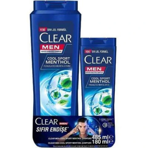 Clear Cool Sport Şampuan 485 Ml Şampuan 180 Ml Set