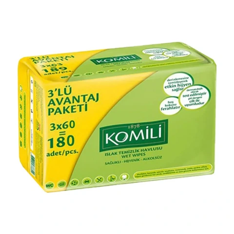 Komili Islak Havlu 60 adet 3lü Paket