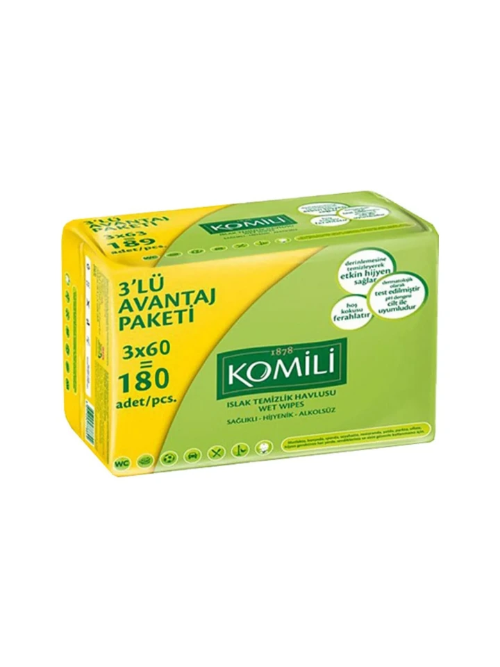 Komili Islak Havlu 60 adet 3lü Paket