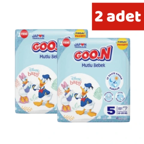 Goon Mutlu Bebek Bebek Bezi 5 Beden 12 ila 20 Kg 100 Lü Aylık Fırsat Paketi