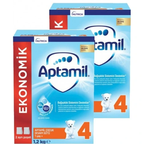 Aptamil 4 Çocuk Devam Sütü Yeni Formül 1200 gr 2 Adet