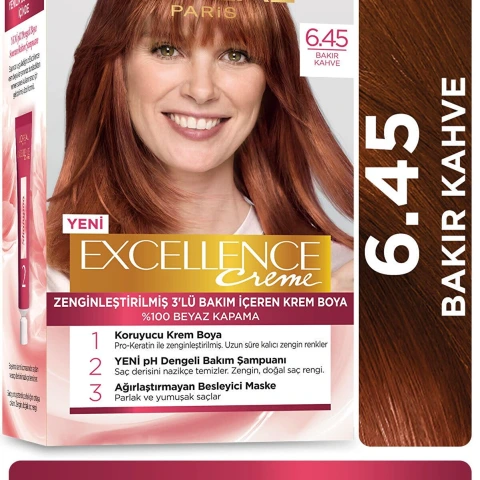 Loreal Excell 6 45 Light Auburn Bakır Kahve Saç Boyası