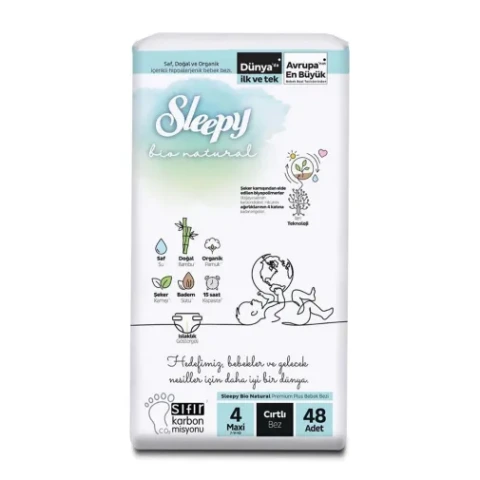 Sleepy Bebek Bezi Bio Natural 4 Numara Maxi 48Li Jumbo Paket