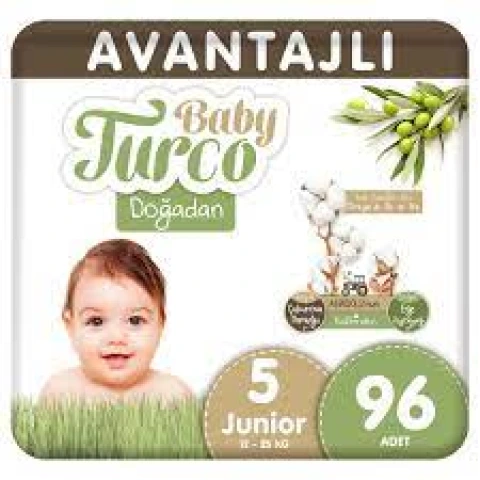 Baby Turco Doğadan Avantajlı Bebek Bezi 5 Numara Junior 96 Adet