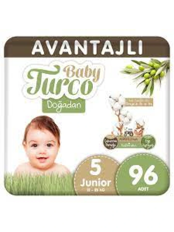 Baby Turco Doğadan Avantajlı Bebek Bezi 5 Numara Junior 96 Adet