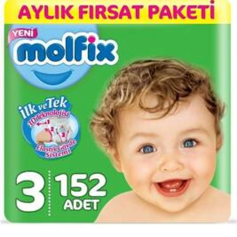 Molfix Bebek Bezi 3 Beden Avantaj Paketi 152 Adet
