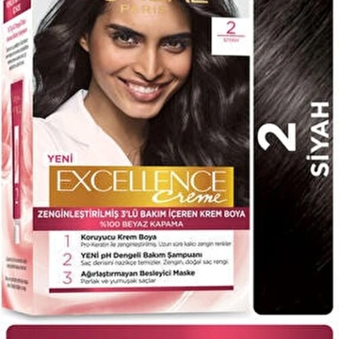 Loreal  Excell 2 Siyah Saç Boyası