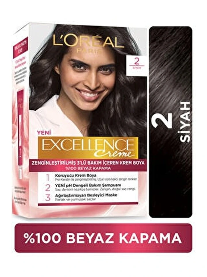 Loreal  Excell 2 Siyah Saç Boyası
