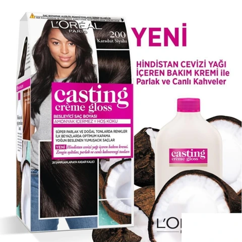 Loreal Casting Creme Gloss Tr 200 Noir Ebene Karadut Siyahı Saç Boyası