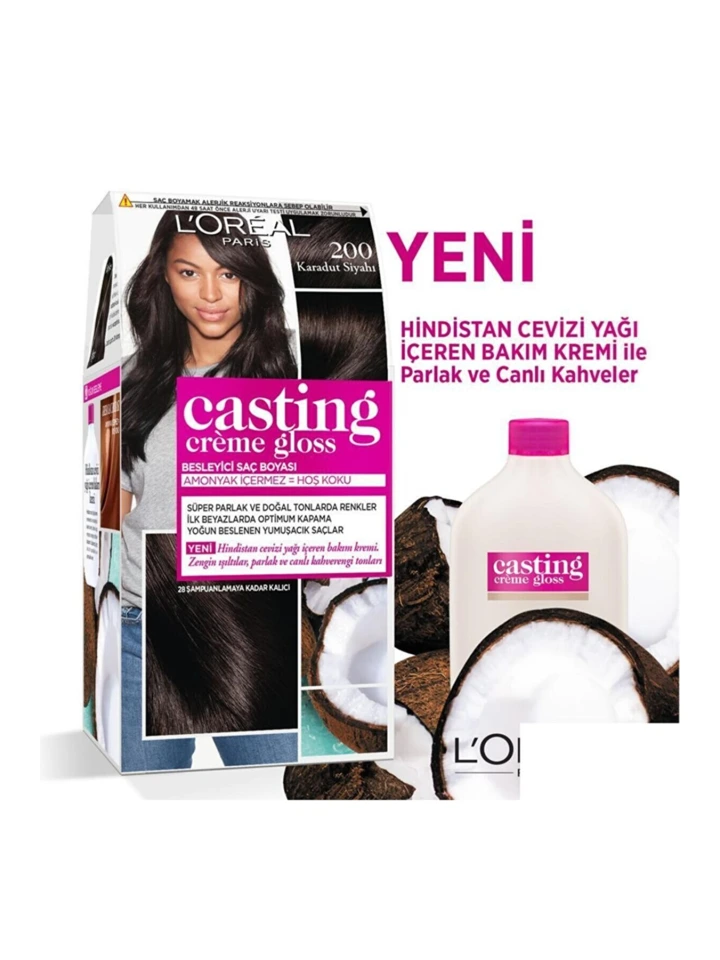 Loreal Casting Creme Gloss Tr 200 Noir Ebene Karadut Siyahı Saç Boyası