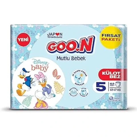 Goon Mutlu Bebek Bebek Bezi 5 Beden 12 ile 20 Kg 100 Lü Aylık Fırsat Paketi