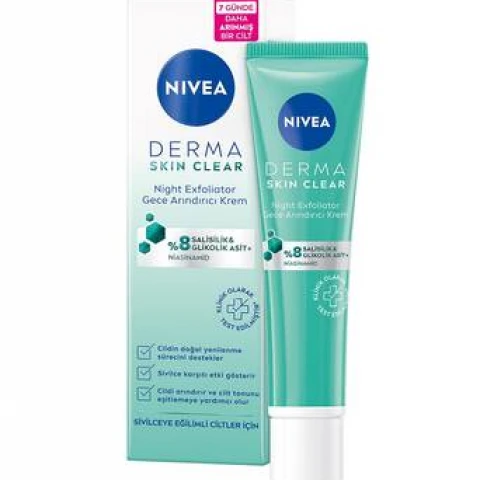 Nivea Visage Derma Clear Night Exfoliator Gece Kremi 40 Ml