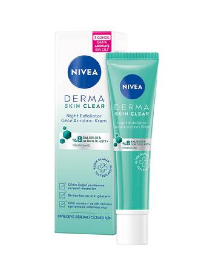 Nivea Visage Derma Clear Night Exfoliator Gece Kremi 40 Ml