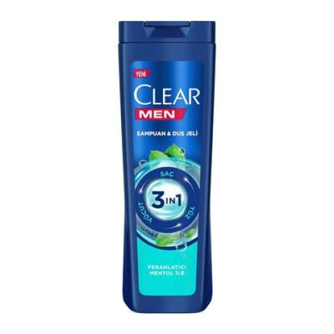 Clear 3in1 Şampuan & Duş Jeli Mentol 350 Ml