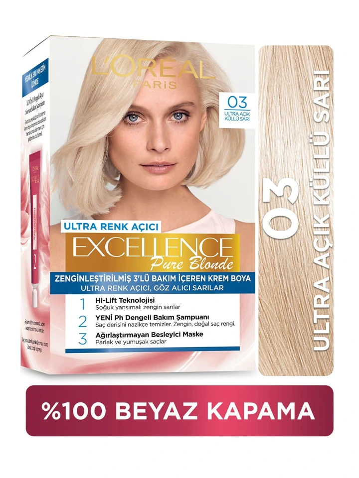 Loreal Excell 03 Ultra Açık Küllü Sarı Saç Boyası