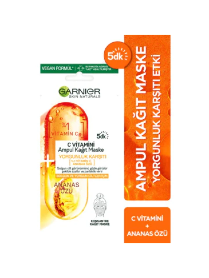 Garnier Taze Karışım C Vitamini Kağıt Yüz Maskesi 15g
