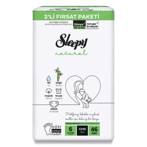 Sleepy Bebek Bezi Natural 6 Beden Xlarge 15 25 Kg 46 lı Fırsat Paket