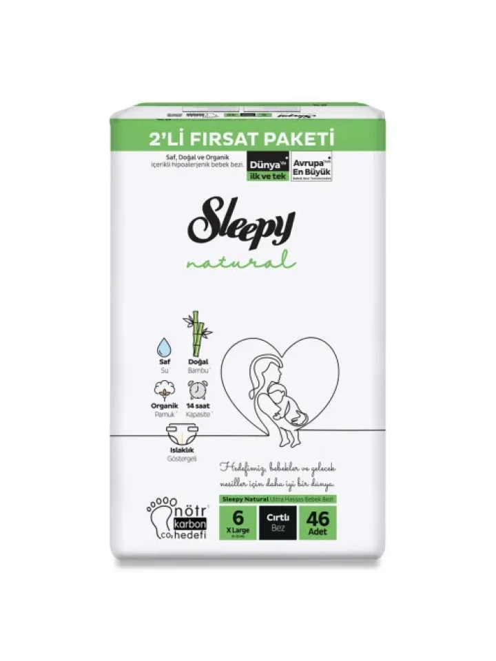 Sleepy Bebek Bezi Natural 6 Beden Xlarge 15 25 Kg 46 lı Fırsat Paket