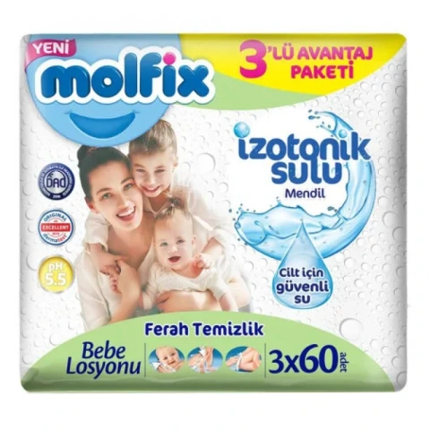 Molfix İzotonik Ferah Temizlik Islak Mendil 3 X 60Lı
