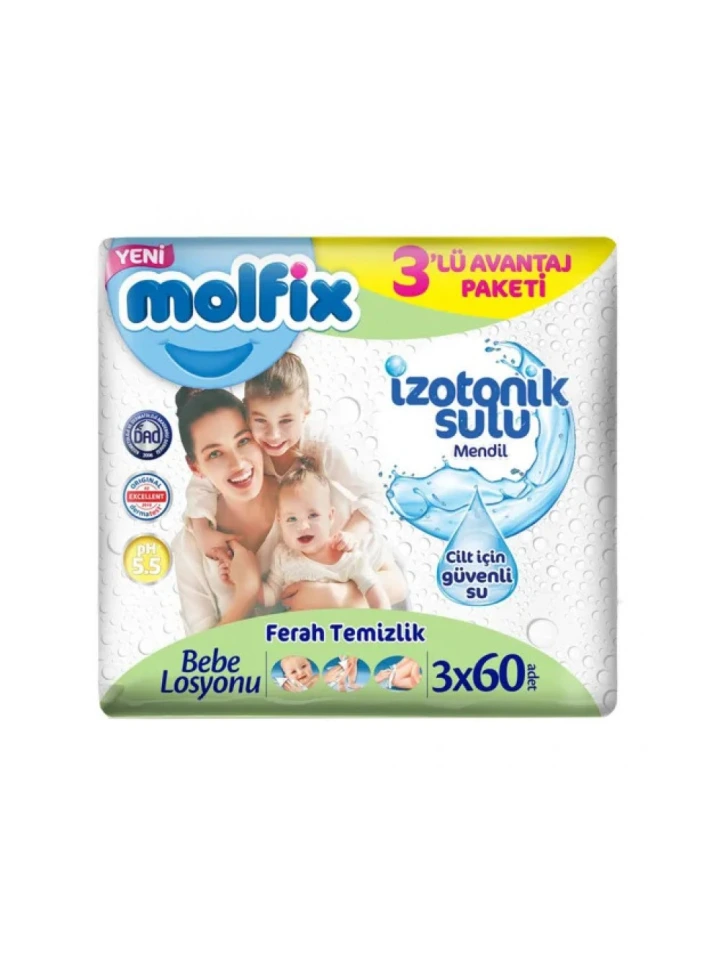 Molfix İzotonik Ferah Temizlik Islak Mendil 3 X 60Lı