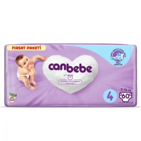 Canbebe Bebek Bezi 4 Beden Maxi 7-14 Kg 52Li Fırsat Paketi