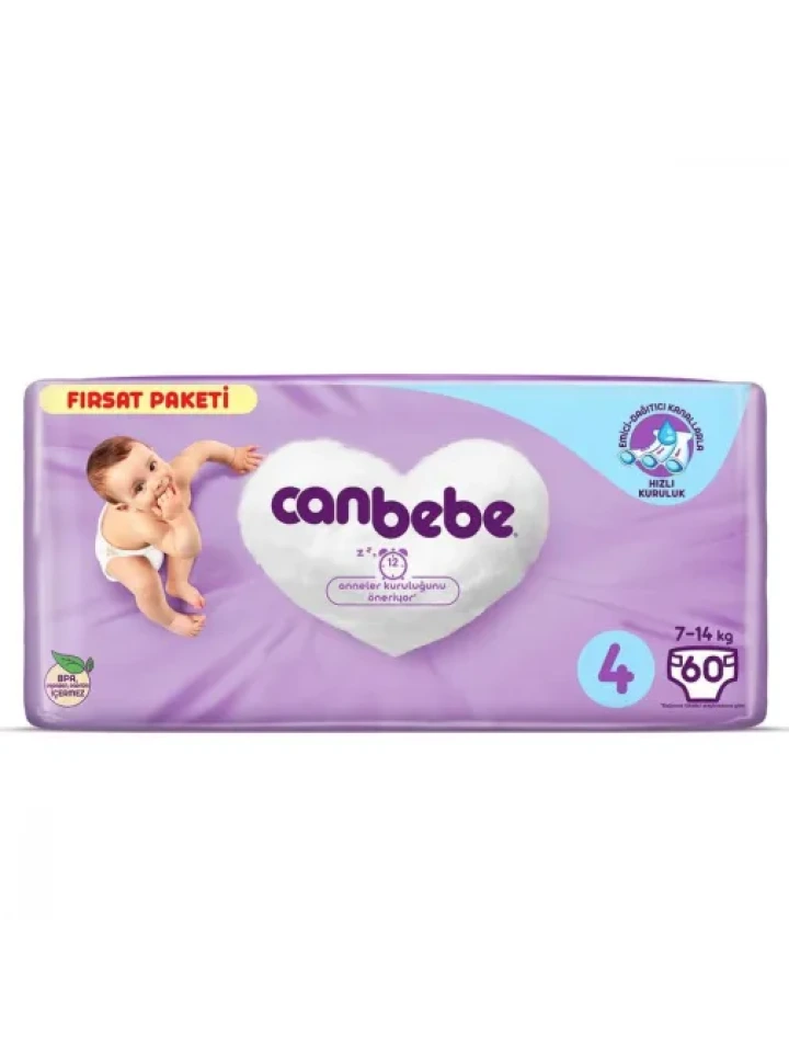 Canbebe Bebek Bezi 4 Beden Maxi 7-14 Kg 52Li Fırsat Paketi