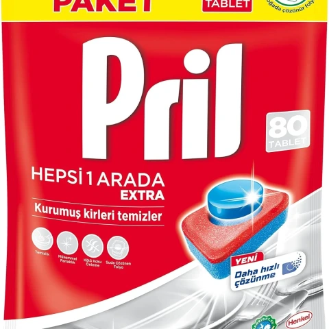Pril Hepsi Bir Arada Extra Tablet Bulaşık Deterjanı 80 Yıkama