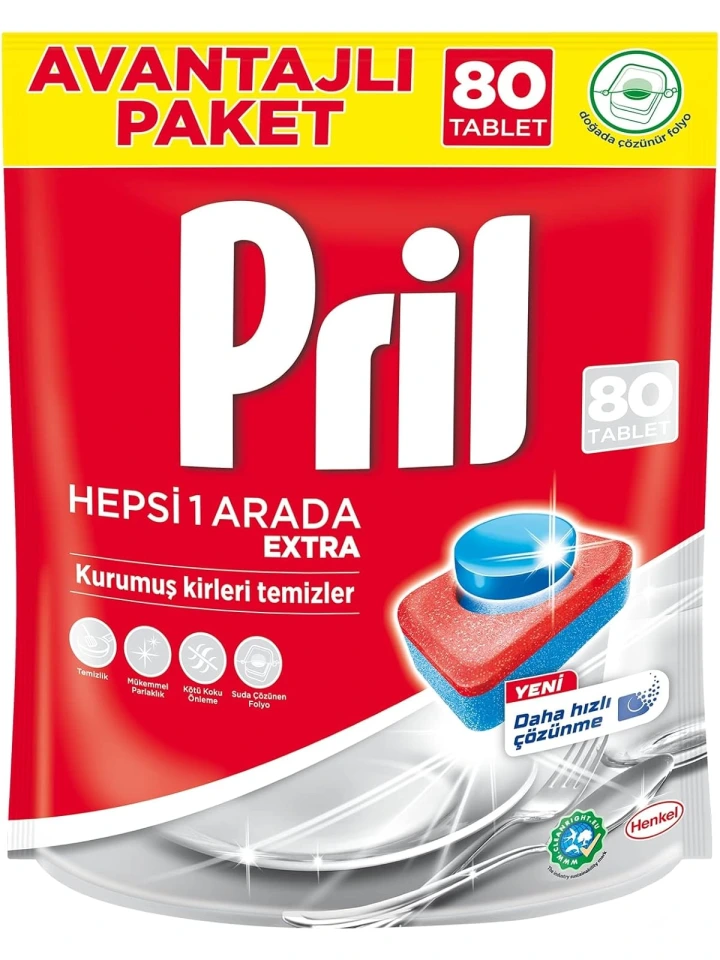Pril Hepsi Bir Arada Extra Tablet Bulaşık Deterjanı 80 Yıkama