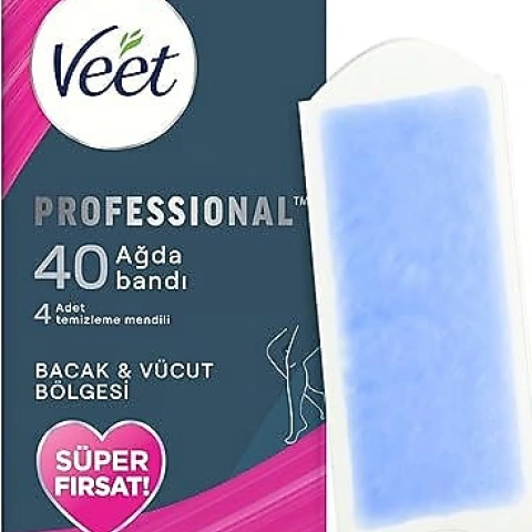 Veet Professional Sir Ağda Bandı Hassas Cilt Bacak ve Bikini Bölgesi 40 Adet