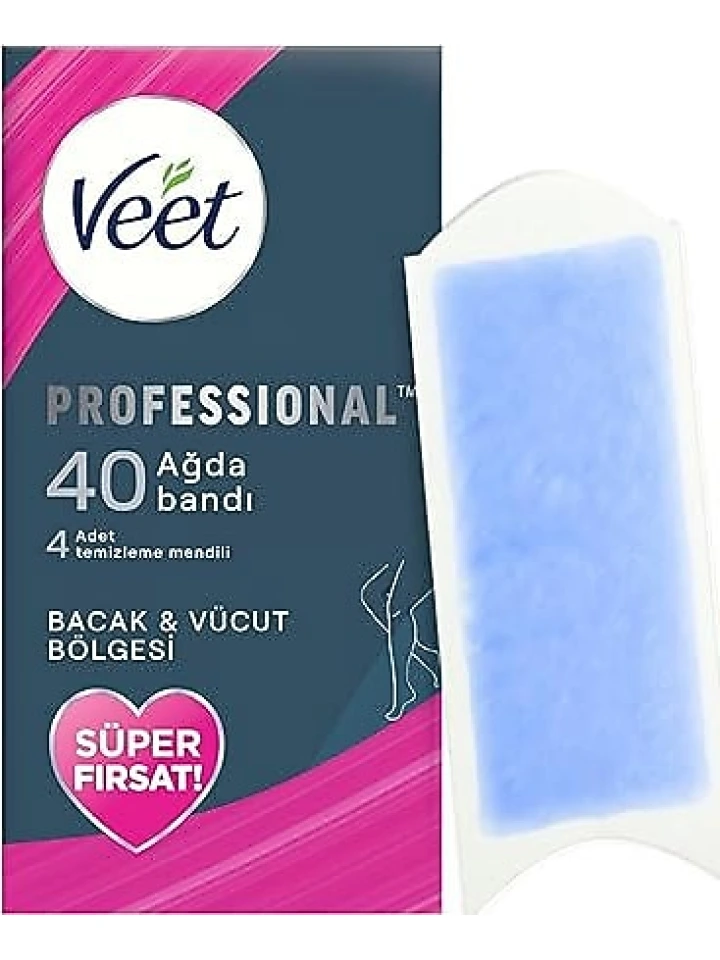 Veet Professional Sir Ağda Bandı Hassas Cilt Bacak ve Bikini Bölgesi 40 Adet