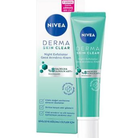 Nivea Visage Derma Clear Night Exfoliator Gece Kremi 40 Ml